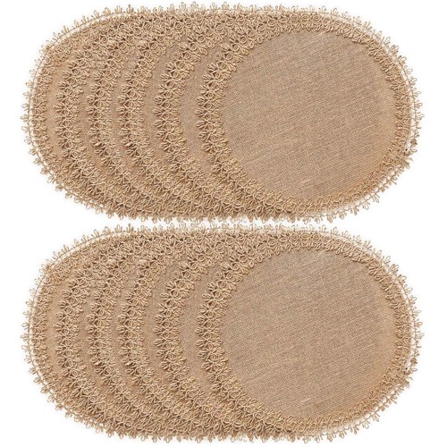 Burlap round braided placemats - burlap,